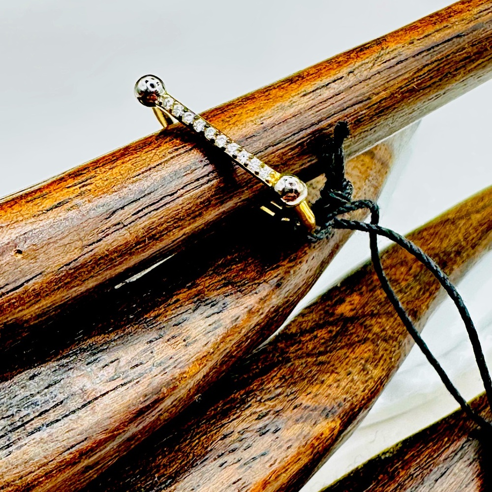 Luv Aj 🪽Gold and Silver Barbell Ring w/ Pavé CZ stones 
Size 4.5